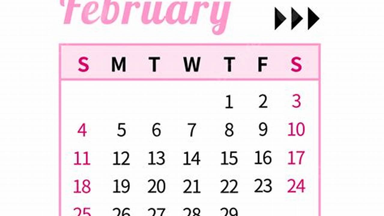 February 2024 Calendar Cute Pink