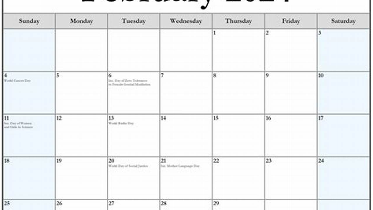 February 2024 Calendar Of Events