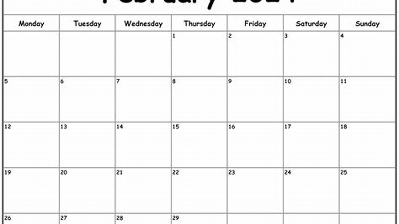 February 2024 Calendar Starting With Monday Tuesdays With