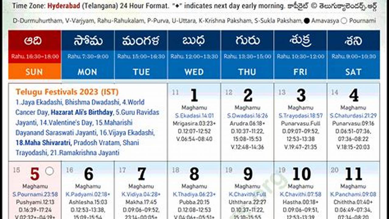 February 2024 Calendar Telugu 2021