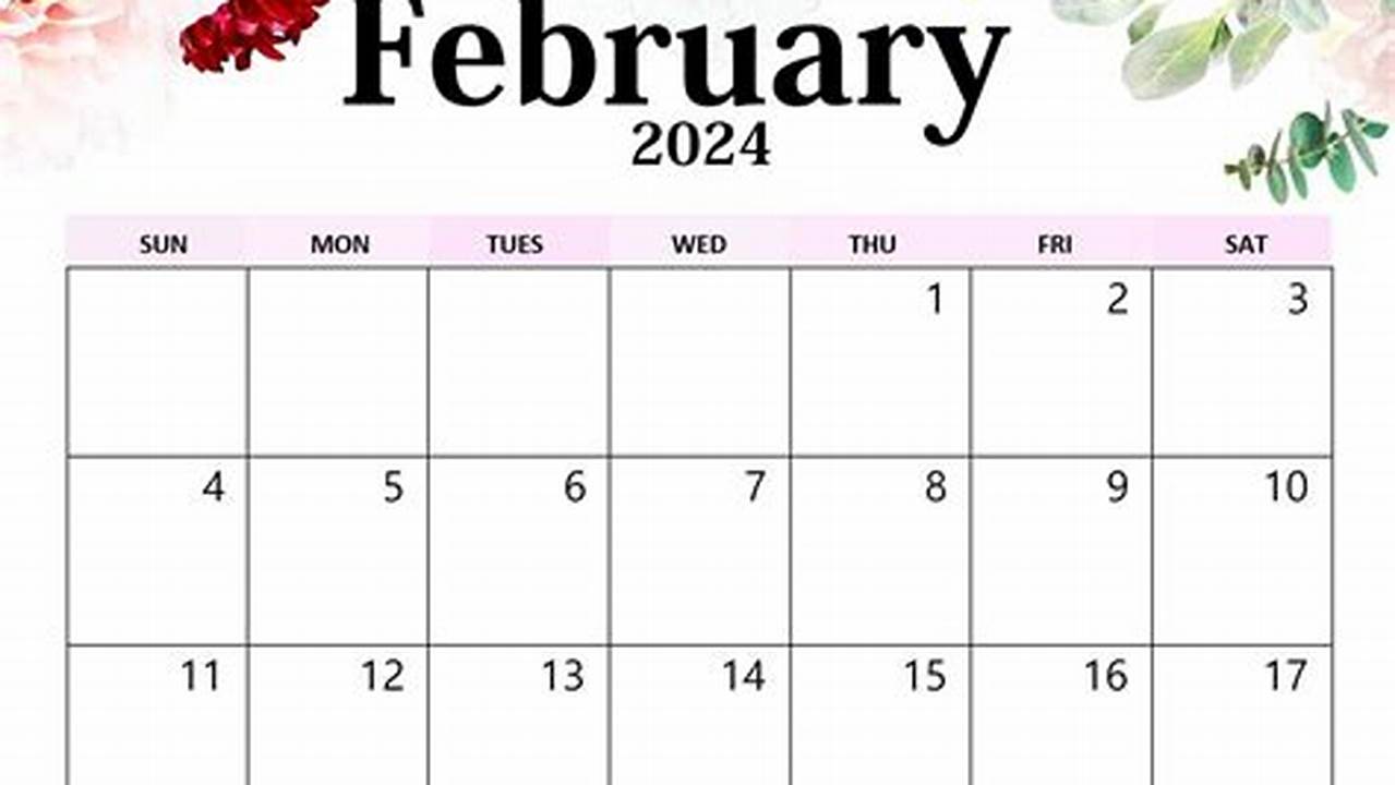 February 2024 Floral Printable Calendar