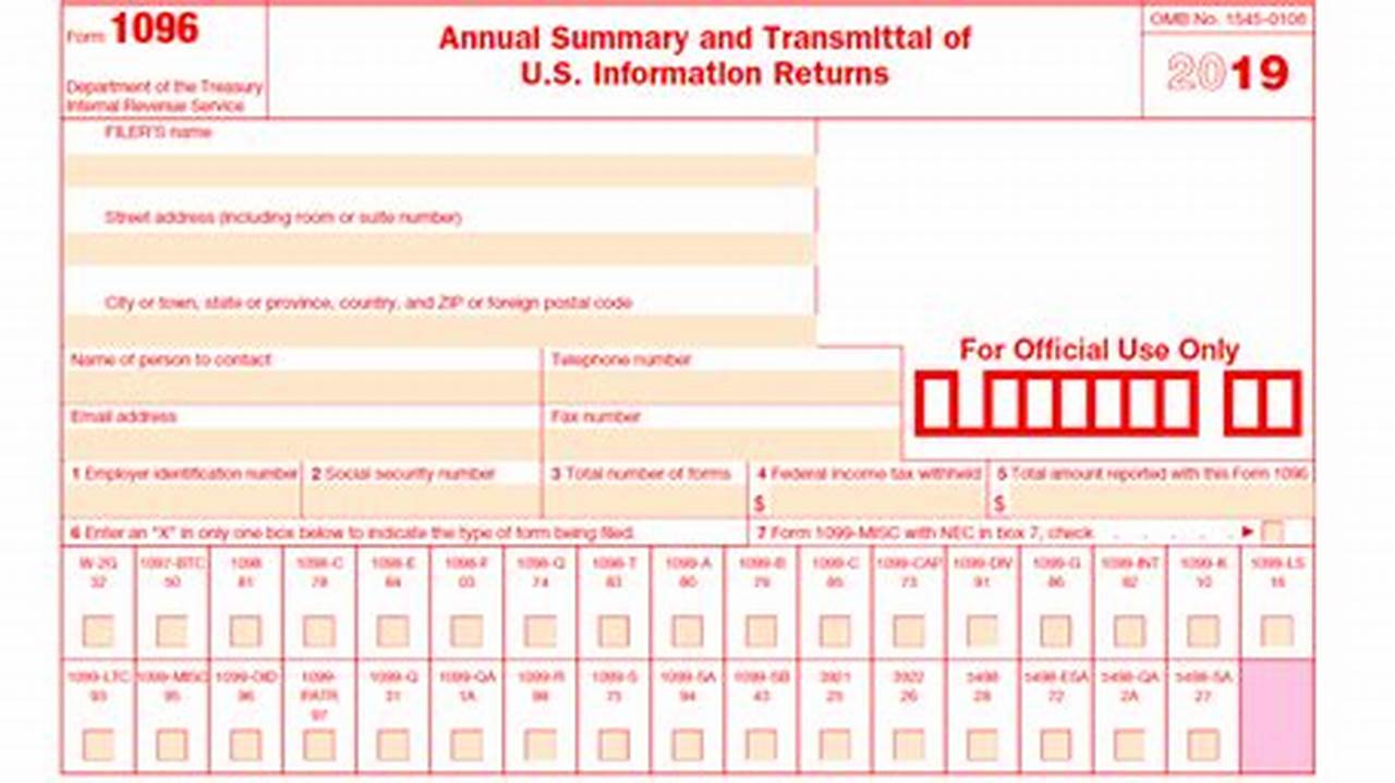 Fillable Form 1096 For 2024