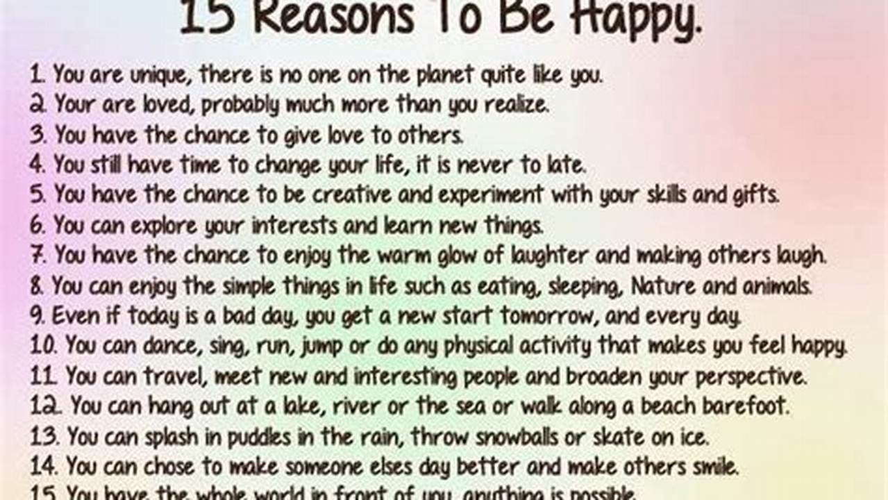 Find Reasons To Be Happy Today., 2024