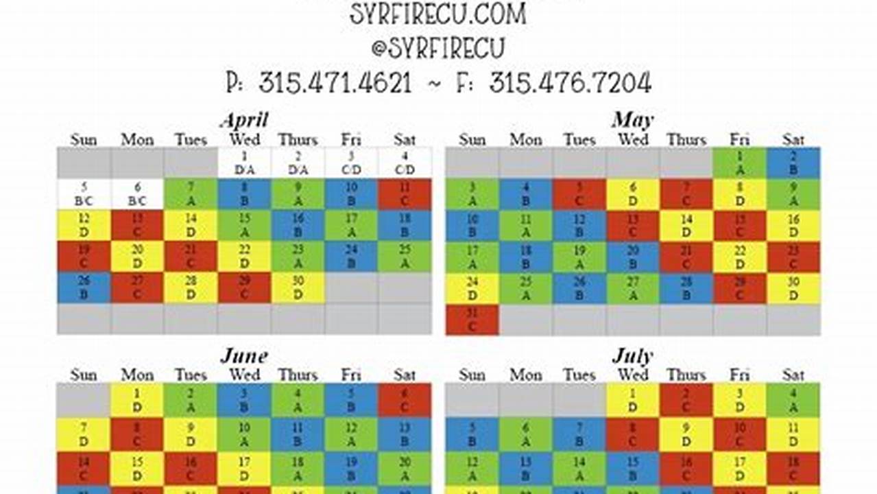 Fire Schedule Calendar