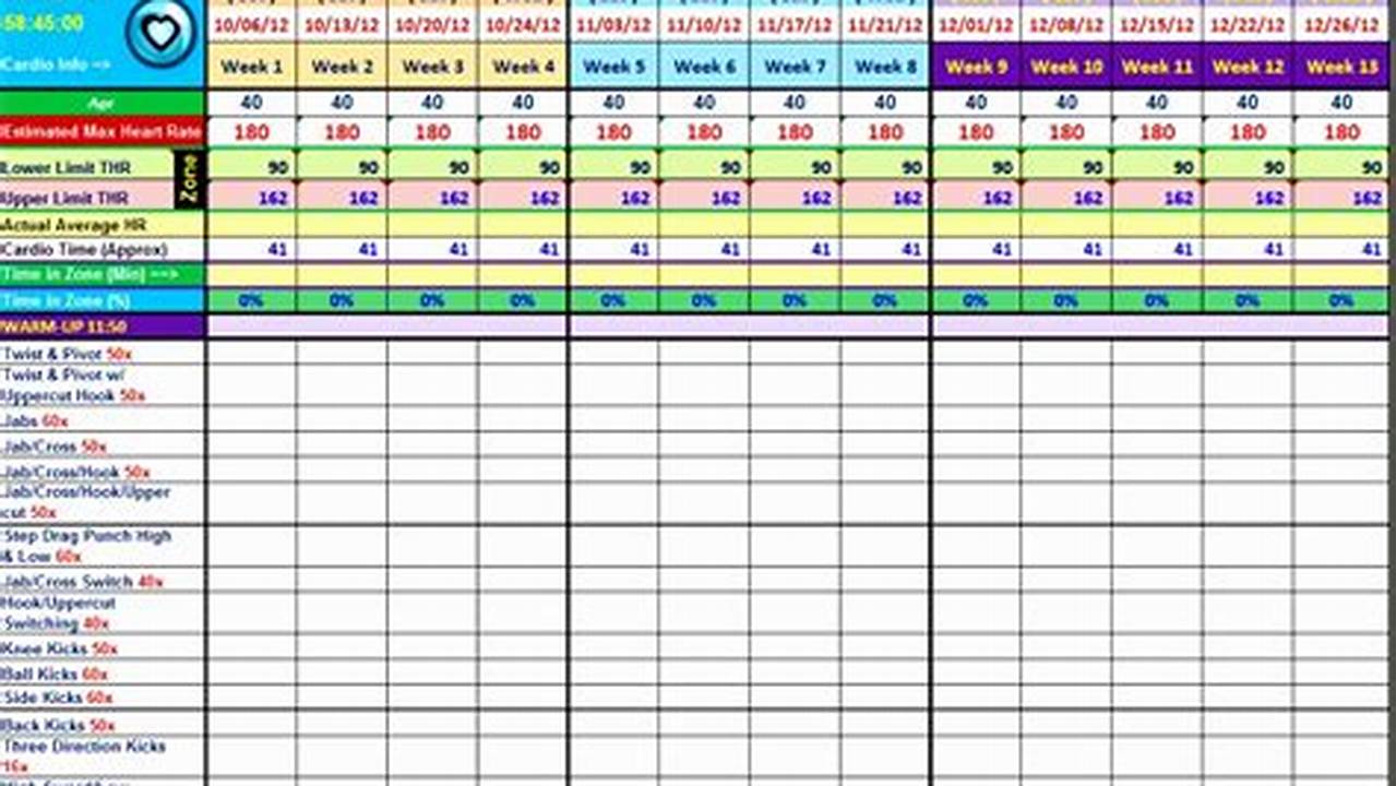 Fitness Programs, Excel Templates