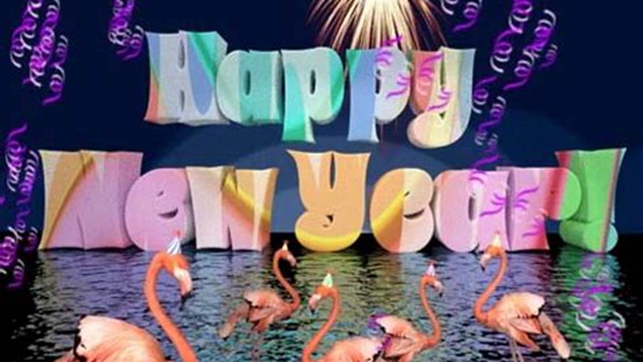 Flamingo Happy New Year 2024