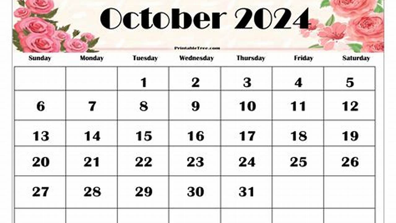 Floral October 2024 Calendar 2024