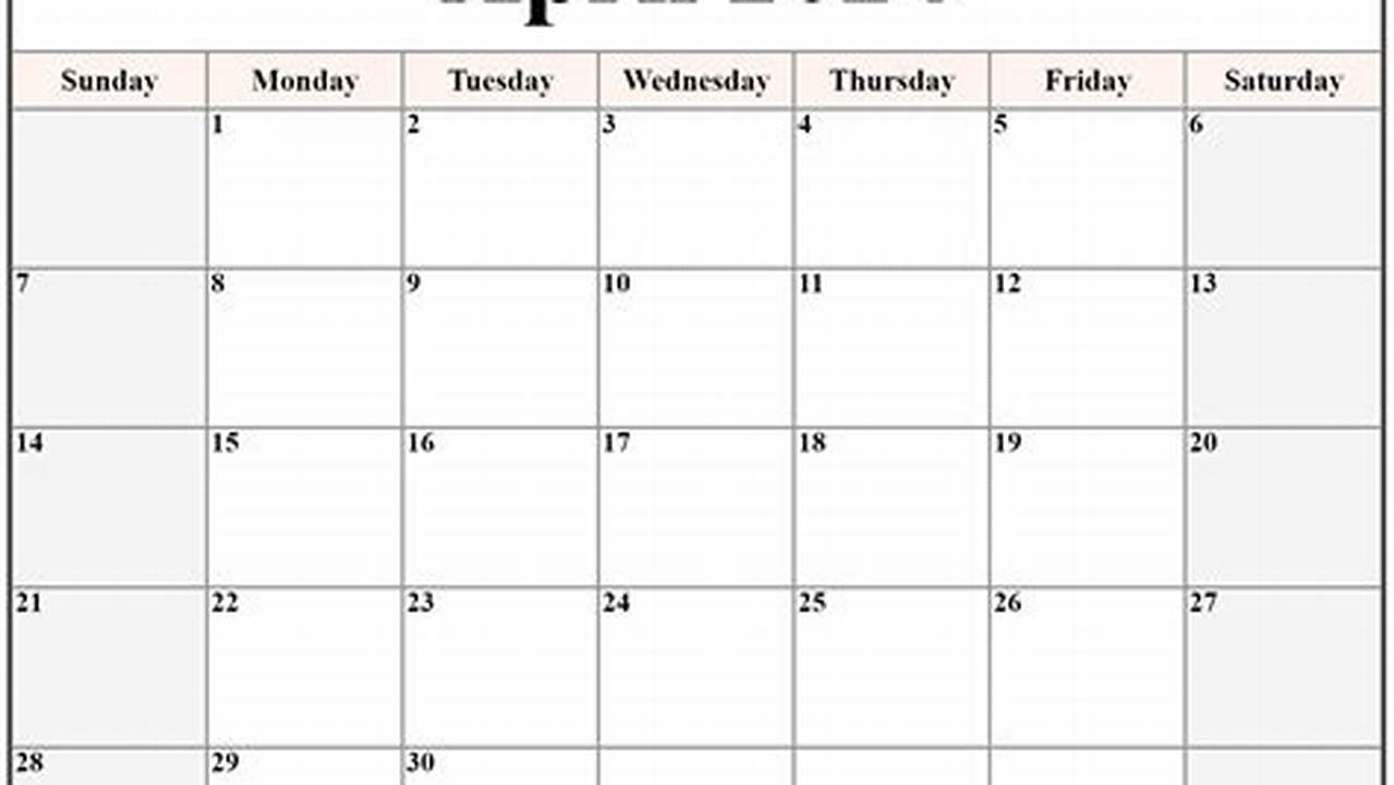 Free April 2024 Calendar Template