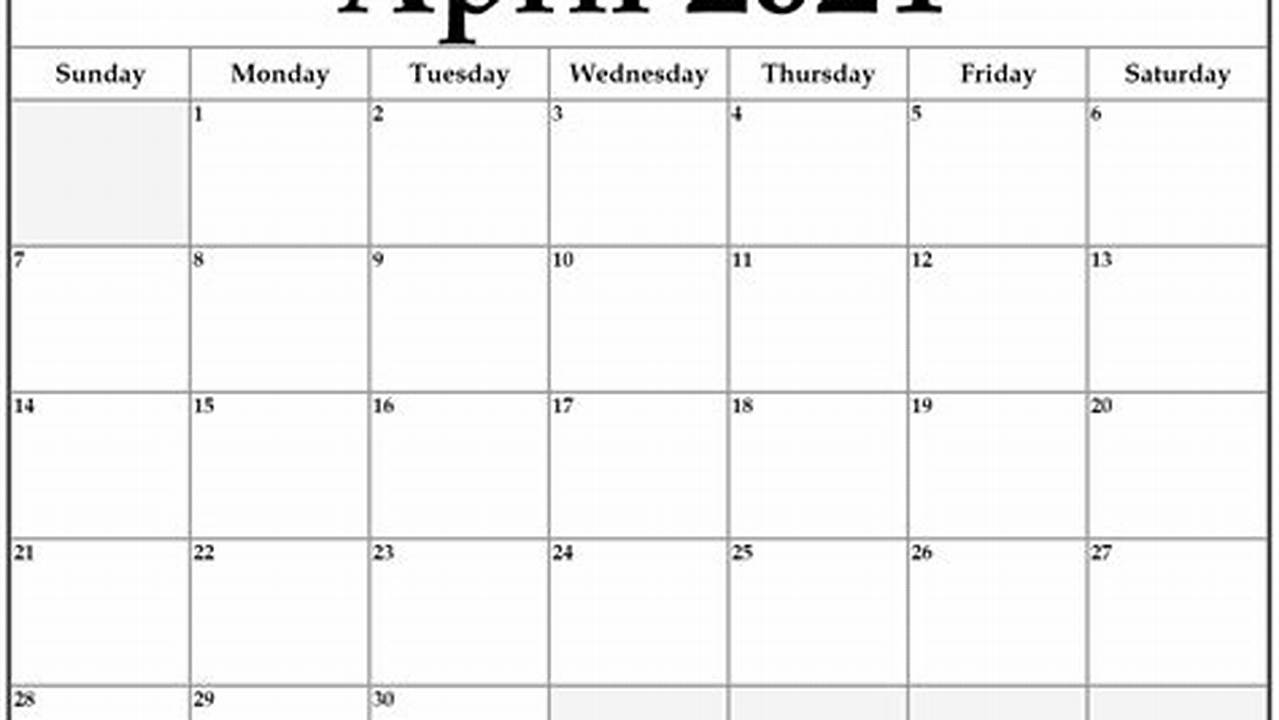 Free April 2024 Calendar Template Printable
