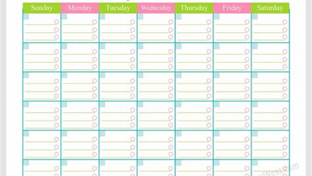 Free Bill Pay Calendar Template