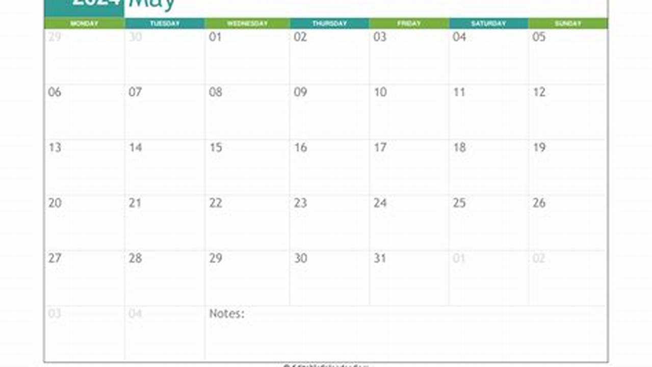Free Editable Calendar May 2024 Calendar