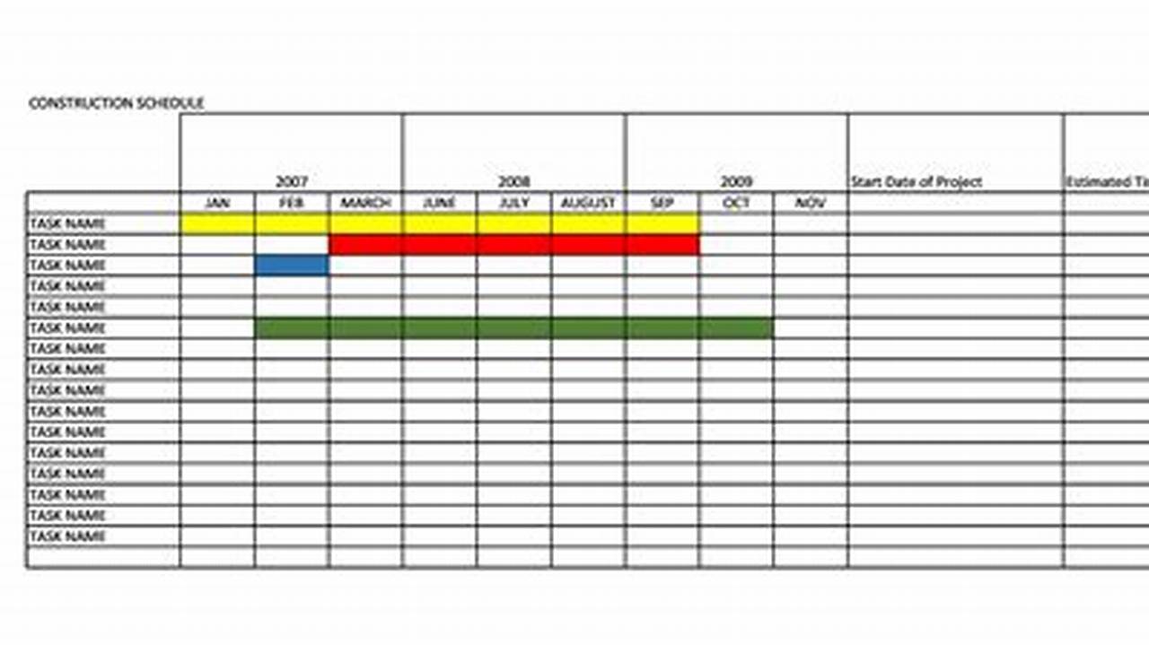 Free Excel Construction Schedule Template