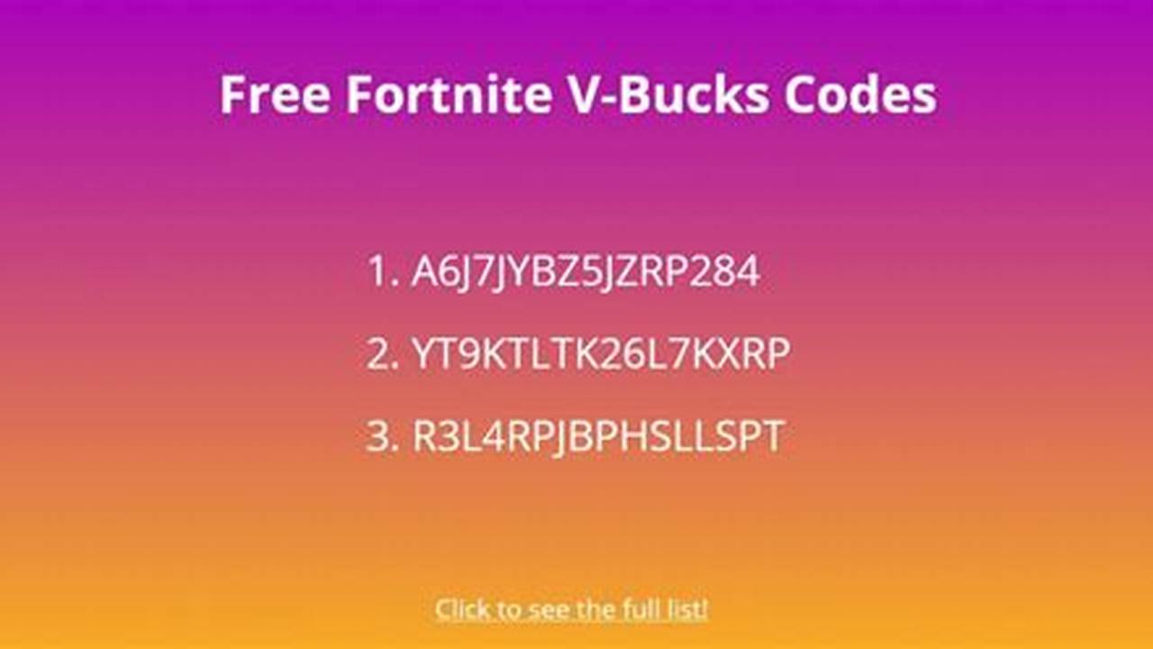 Free Fortnite Vbucks Codes 2024