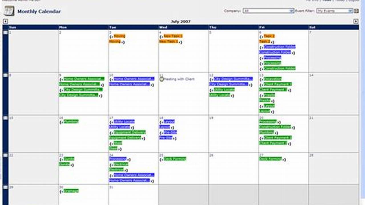 Free Online Project Management Calendar