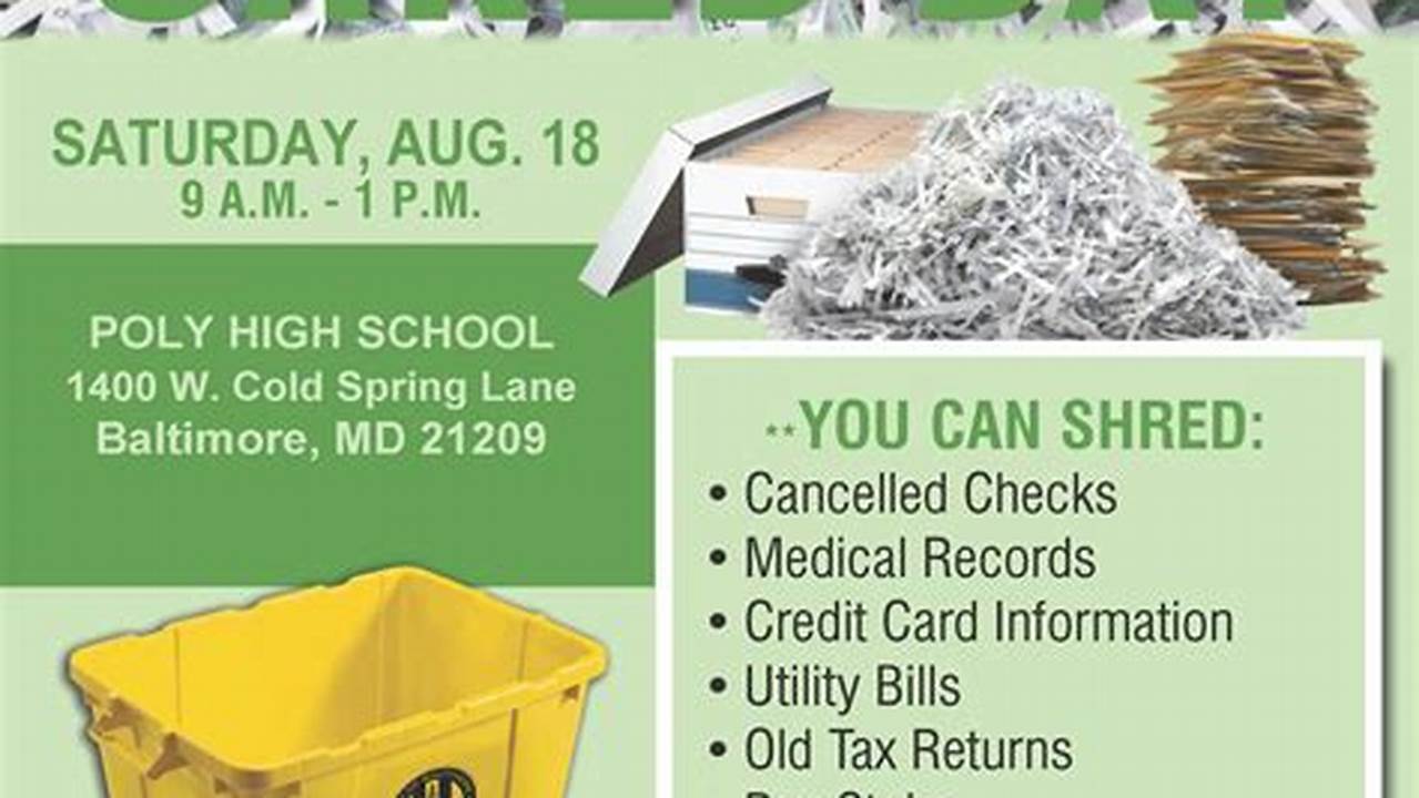 Free Paper Shredding Events Greenville Sc 2024