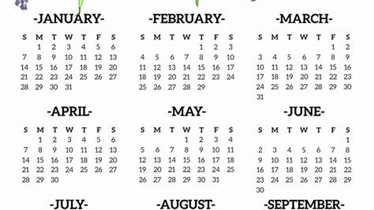 Free Printable 2024 Calendar Pages With A Beautiful, Simple Floral Design., 2024