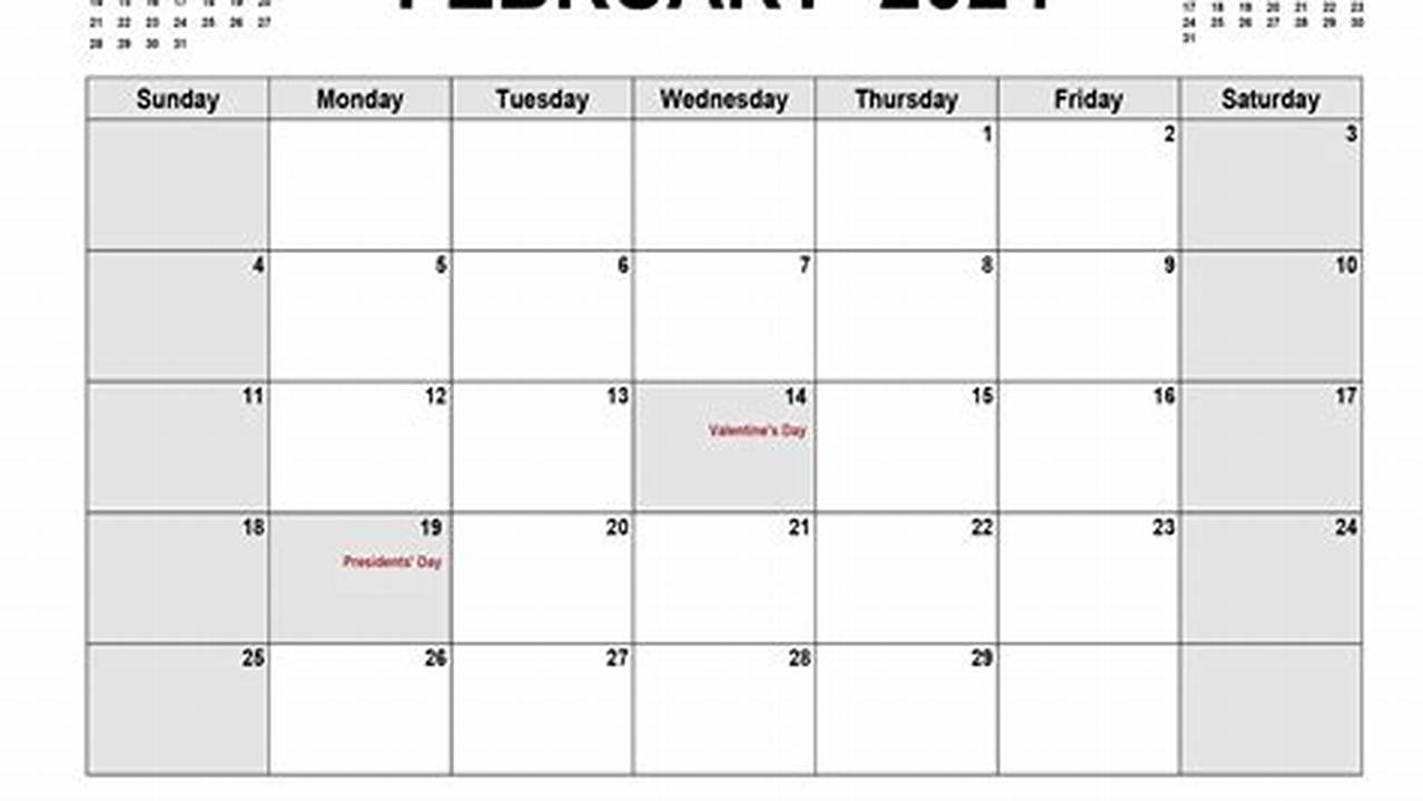 Free Printable Calendar 2024 Monthly February Template