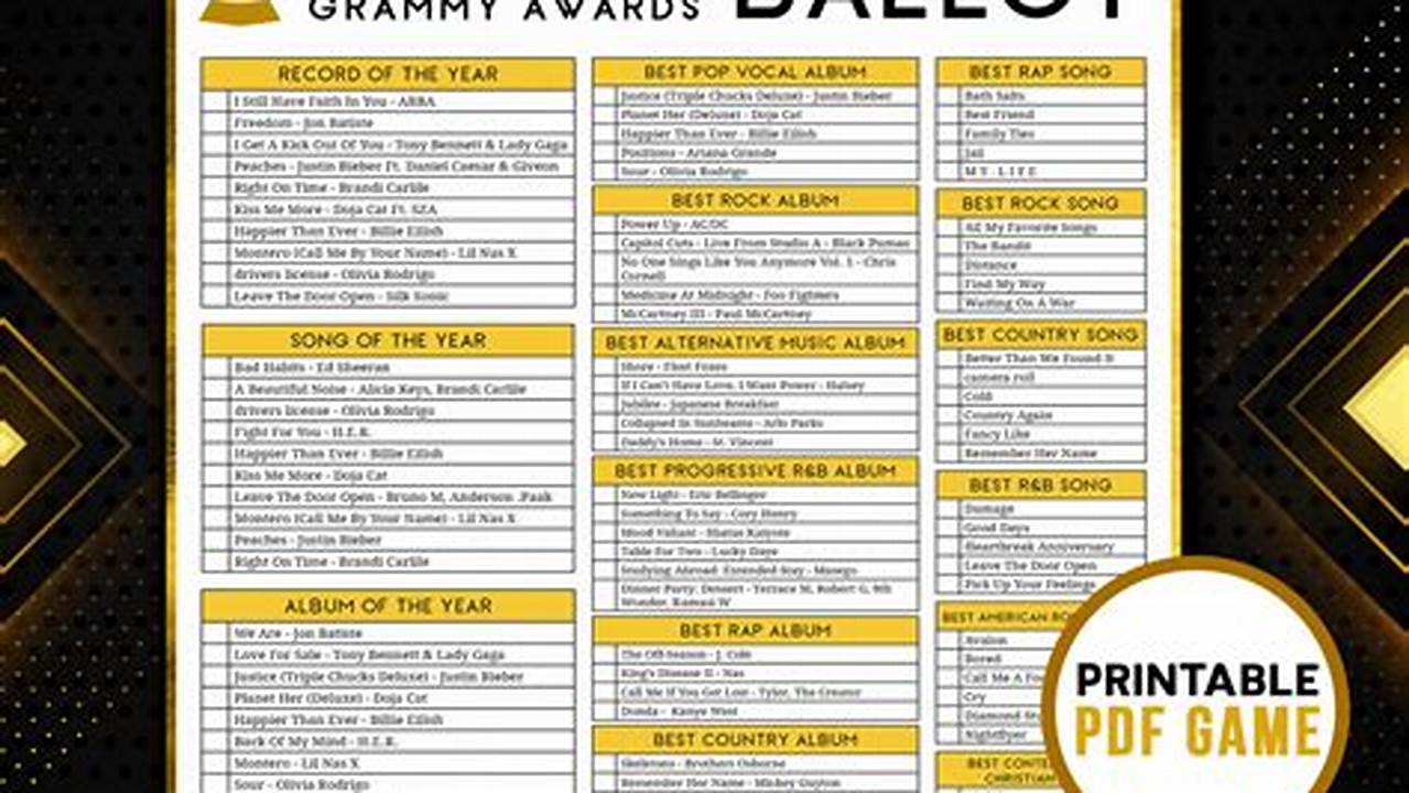 Free Printable Grammy Ballot 2024