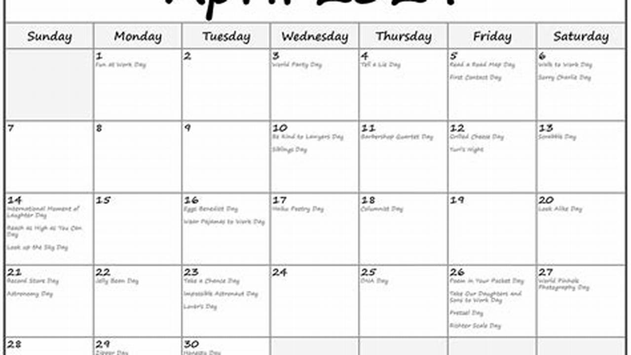 Fun Holidays In April 2024 Calendar