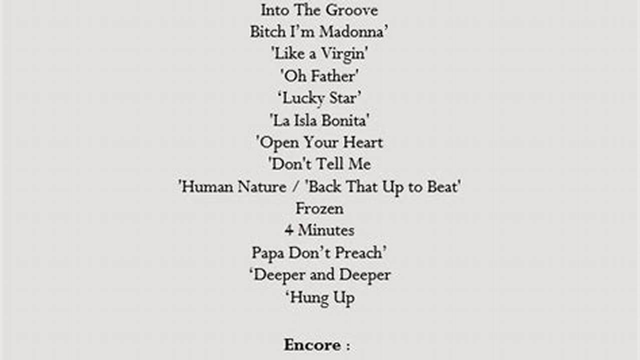 Get The Madonna Setlist Of The Concert At Ball Arena, Denver, Co, Usa On March 19, 2024 From The The Celebration Tour And Other Madonna Setlists For., 2024