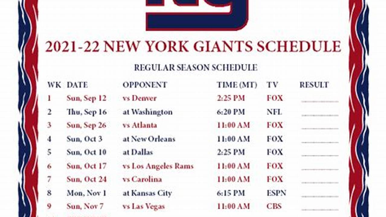 Giants 2024 Schedule New York