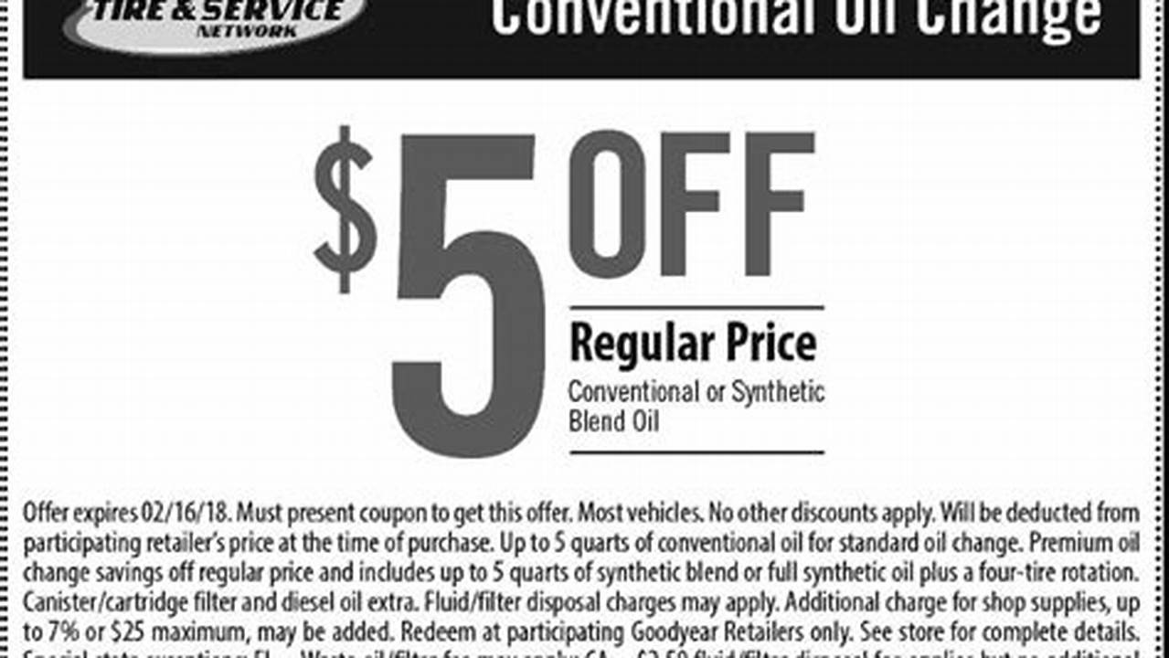 Goodyear Oil Change Coupon 2024