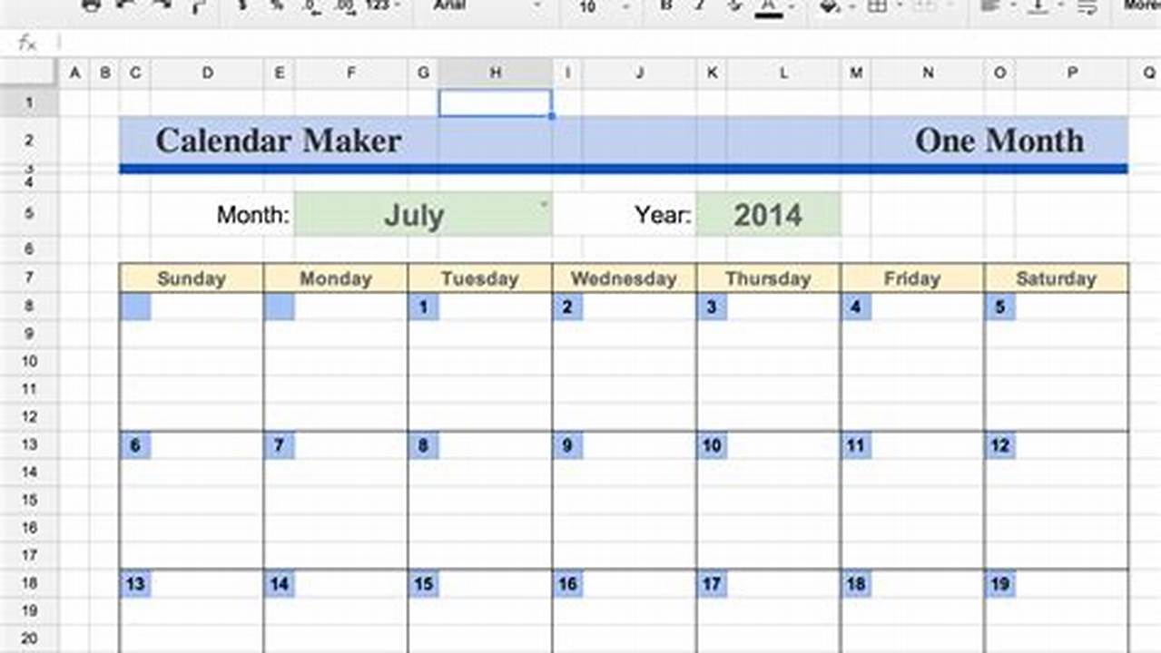 Google Sheets Monthly Calendar Template 2024