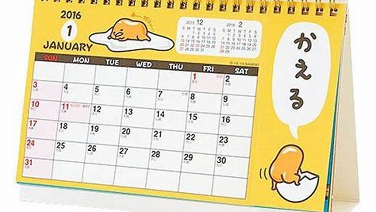 Gudetama 2024 Calendar Weekend