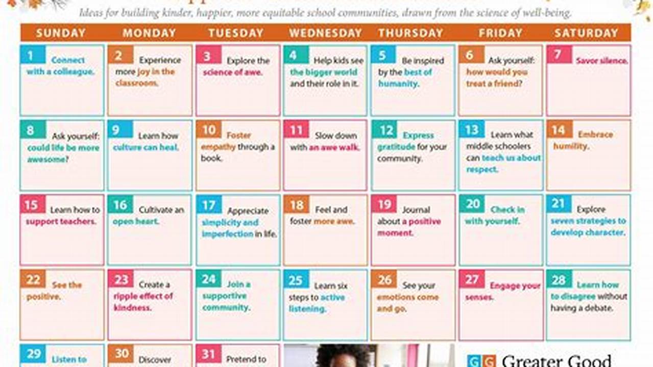 Happiness Calendar For Educators For October 2023., 2024