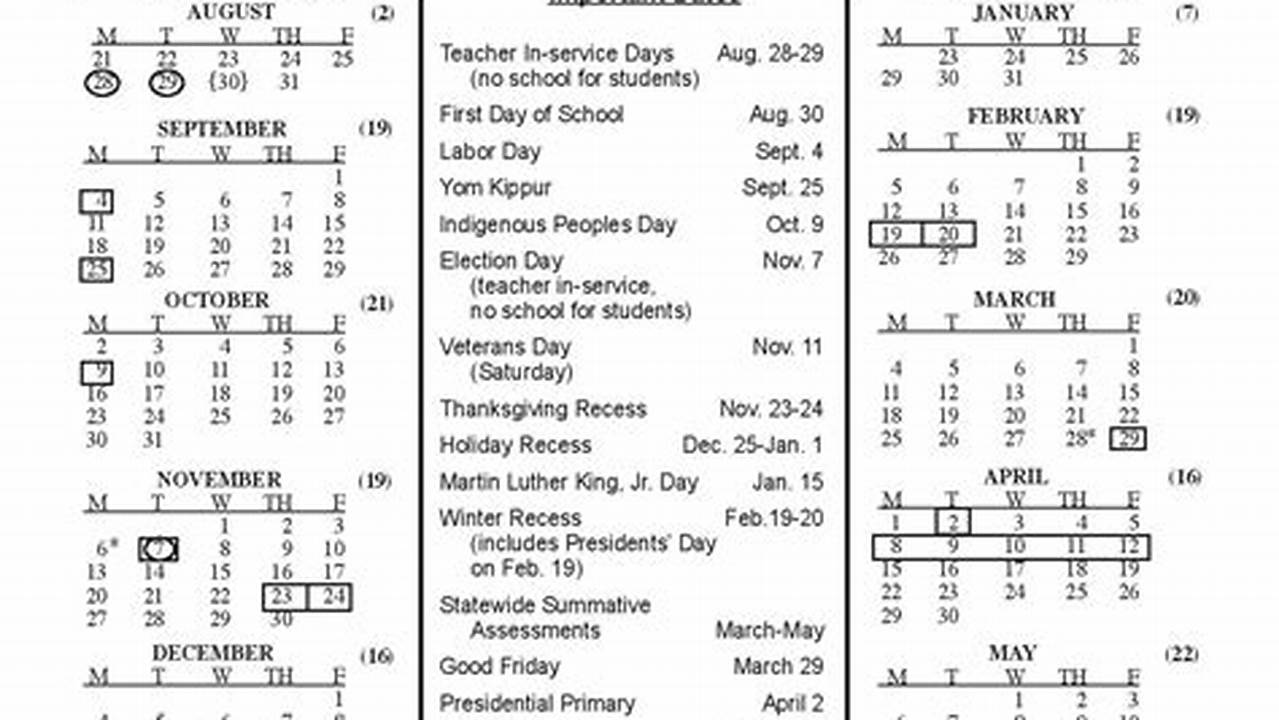 Hartford School Calendar 2024-2024