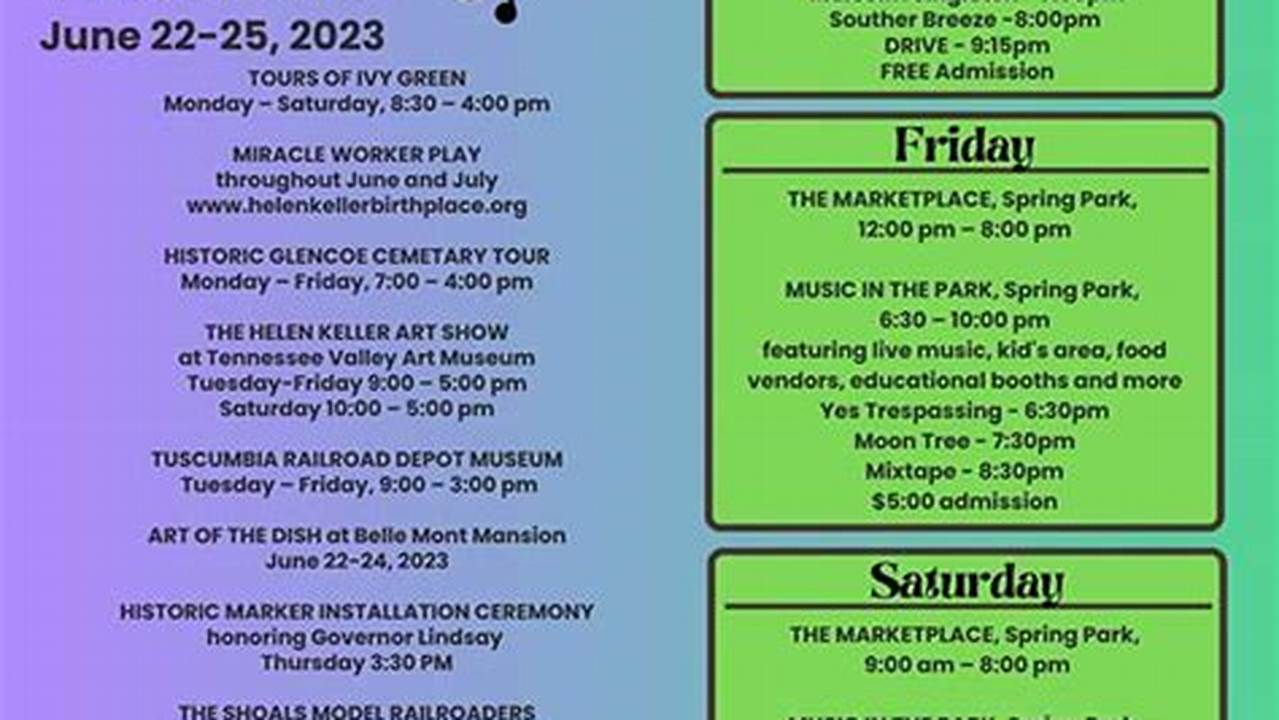 Helen Keller Festival 2024 Schedule
