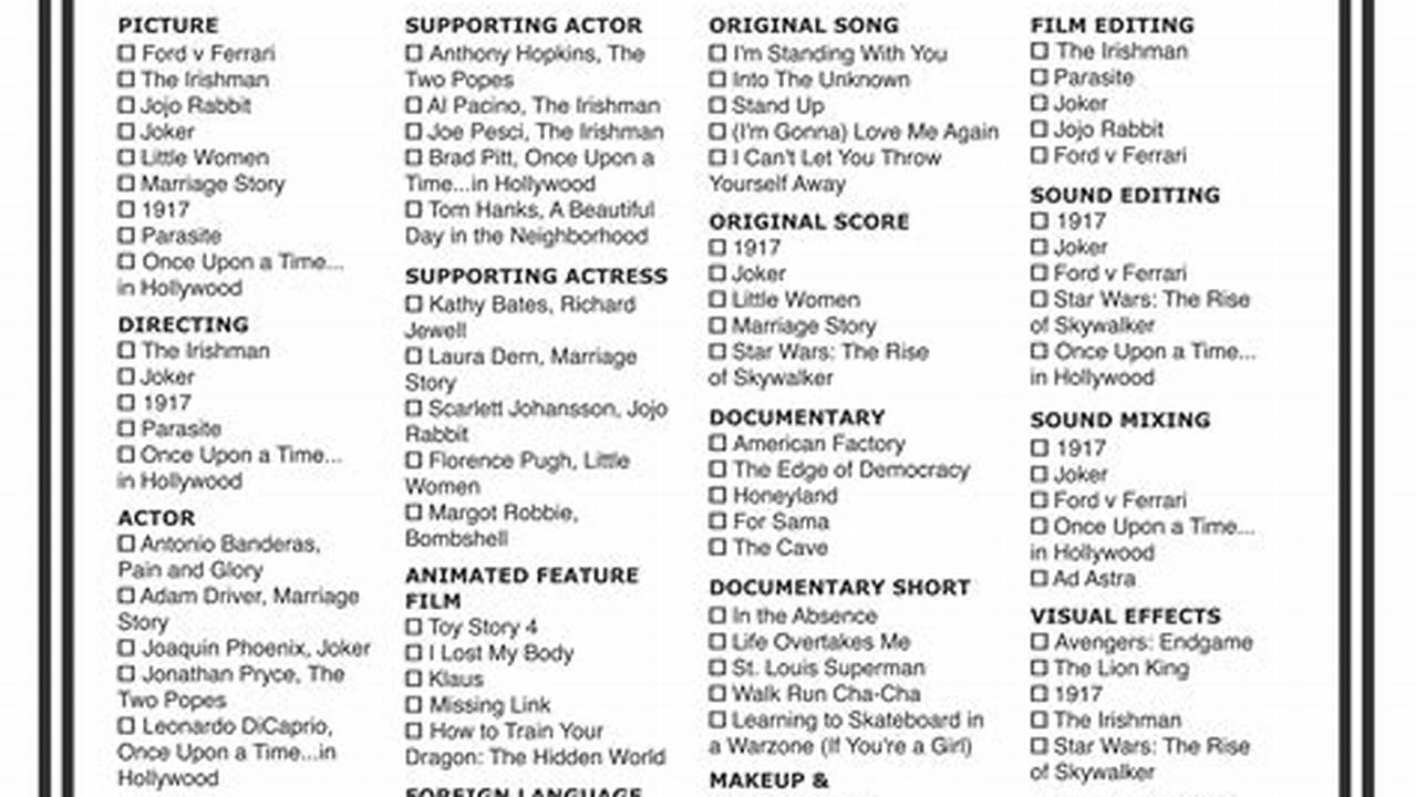 Here’s Your Printable Oscar Ballot For The 2024 Academy Awards Print Out The Official Pdf, Ace Your Predictions, And Celebrate With Vf On Oscar Sunday., 2024