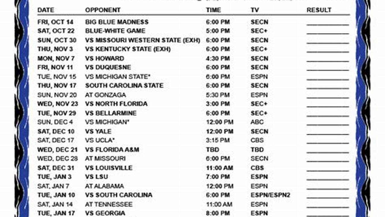 Here Is The Men&#039;s Schedule, 2024