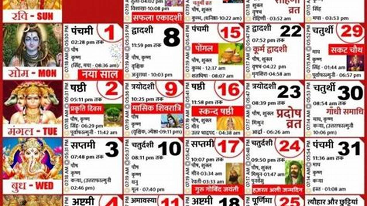 Hindu Calendar 2024 Jan