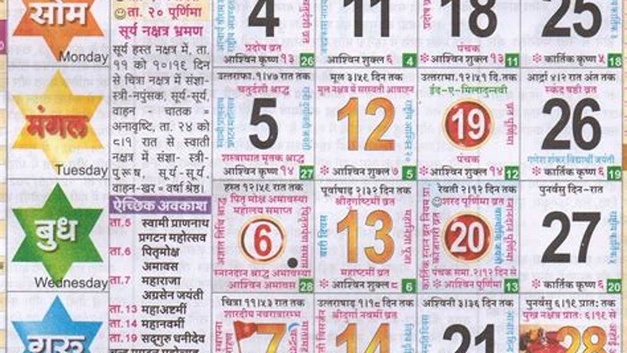 Hindu Calendar 2024 Panchang