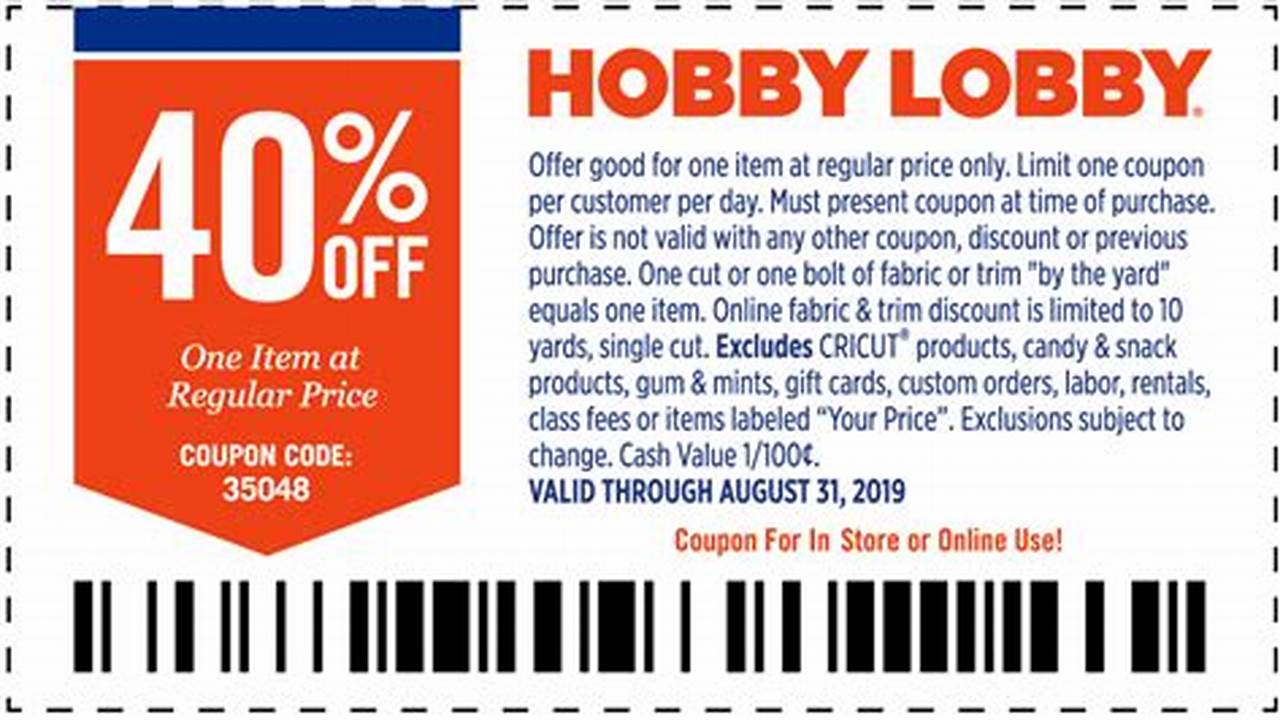 Hobby Lobby 40 Off Coupon 2024