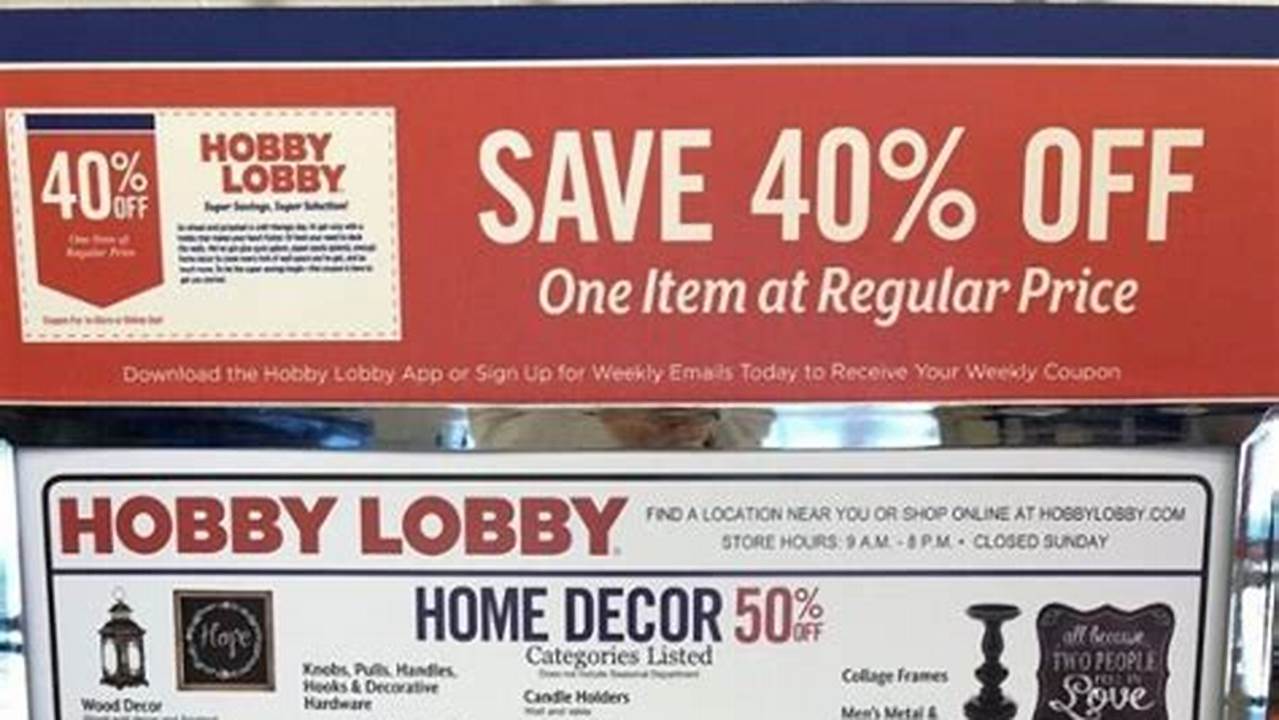Hobby Lobby Coupons 2024 In Store Use