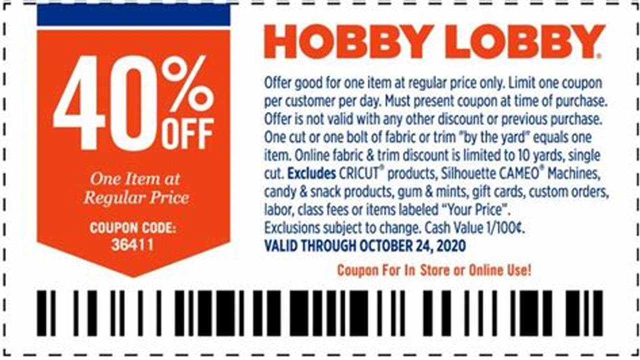 Hobby Lobby In Store Coupon 2024