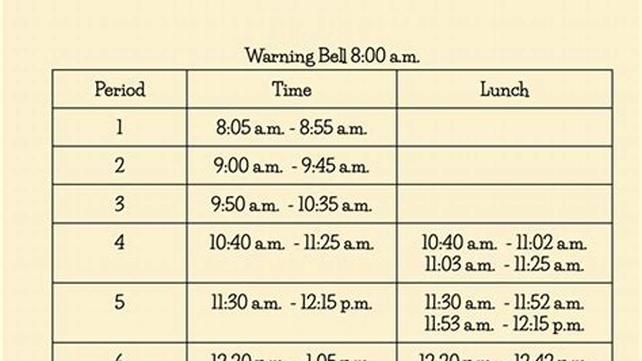 Hogan Middle School Bell Schedule 2024