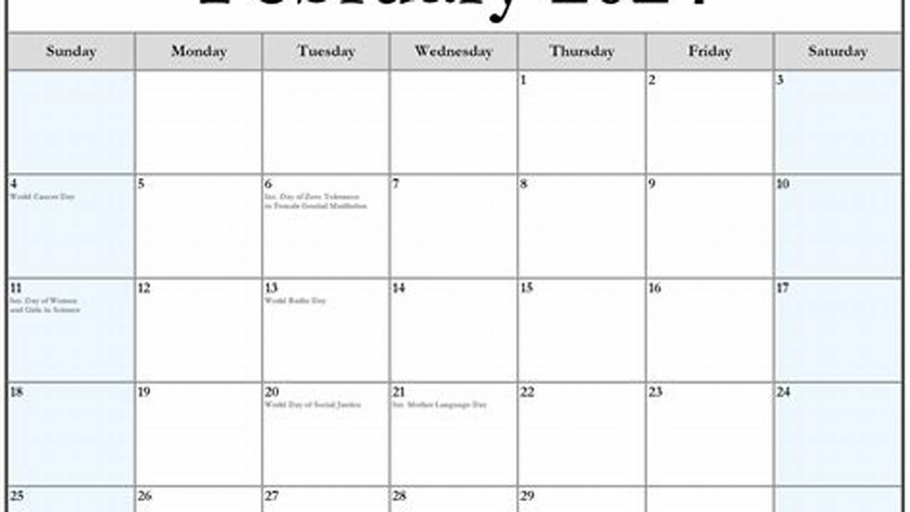 Holidays And Events In February 2024