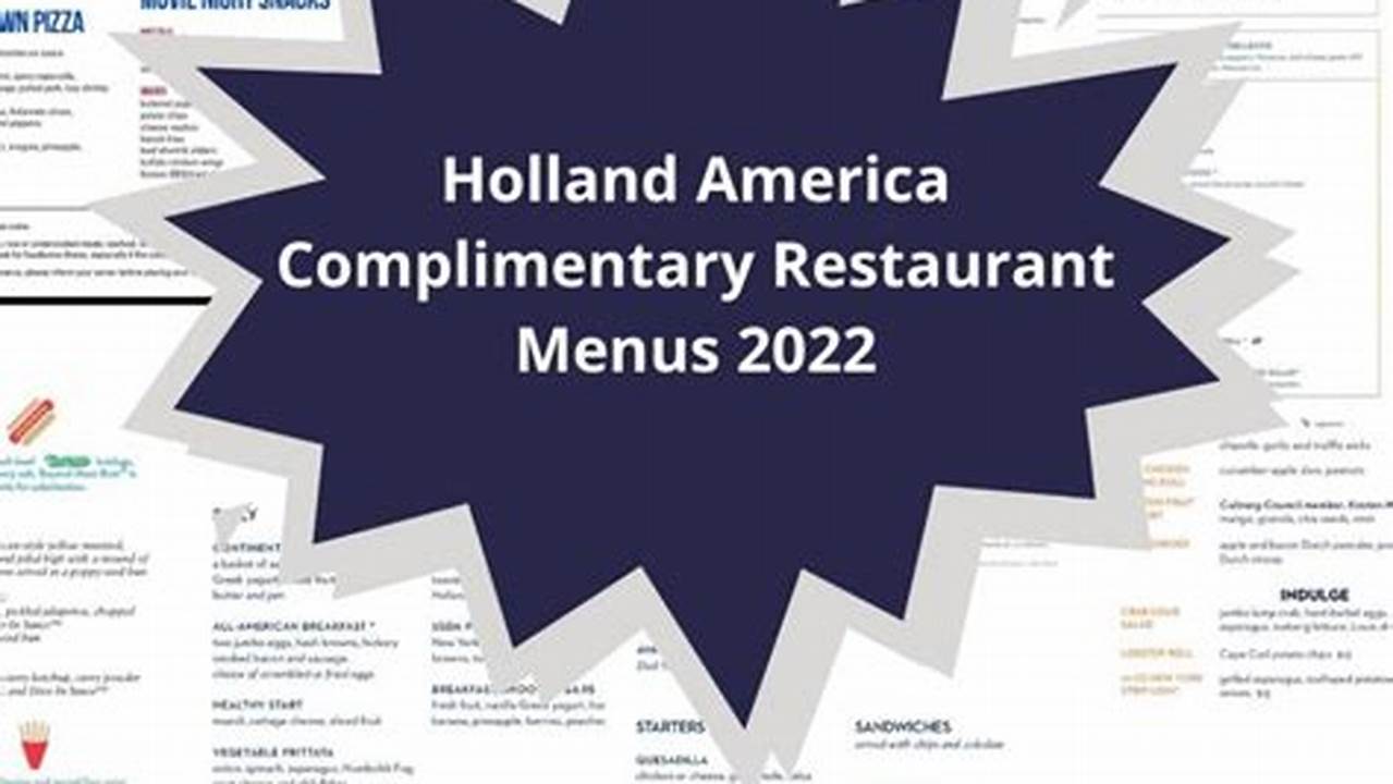 Holland America Menus 2024