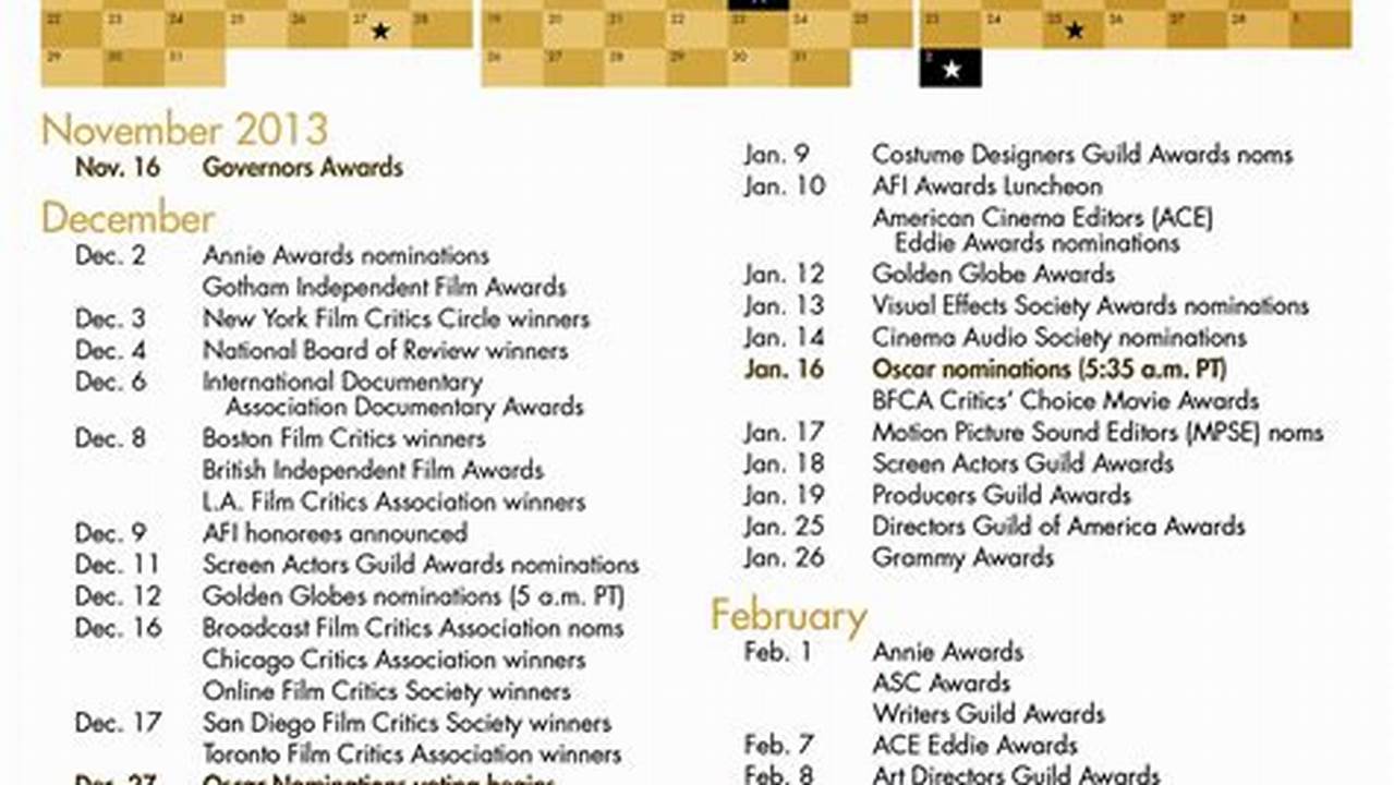 Hollywood Awards Calendar