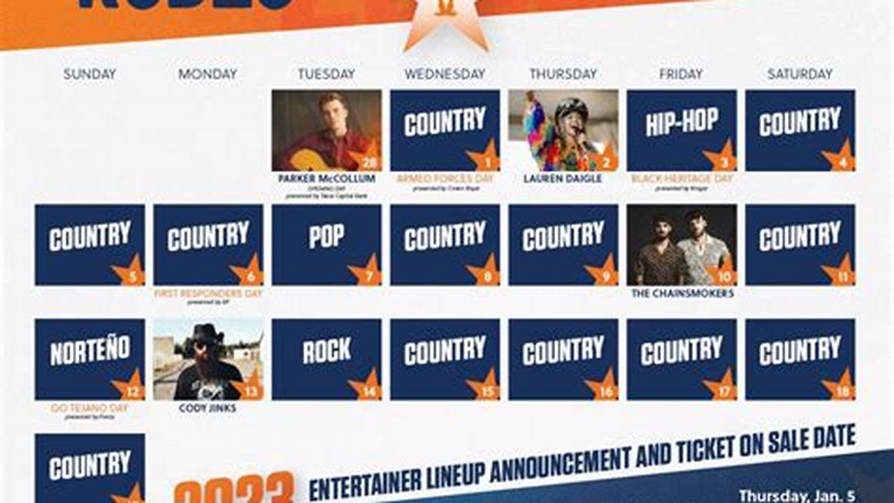 Houston Livestock Show And Rodeo Officials Have Released The Entertainment Lineup For The 2024 Rodeo Season, Scheduled For February 27Th Through March 17Th., 2024