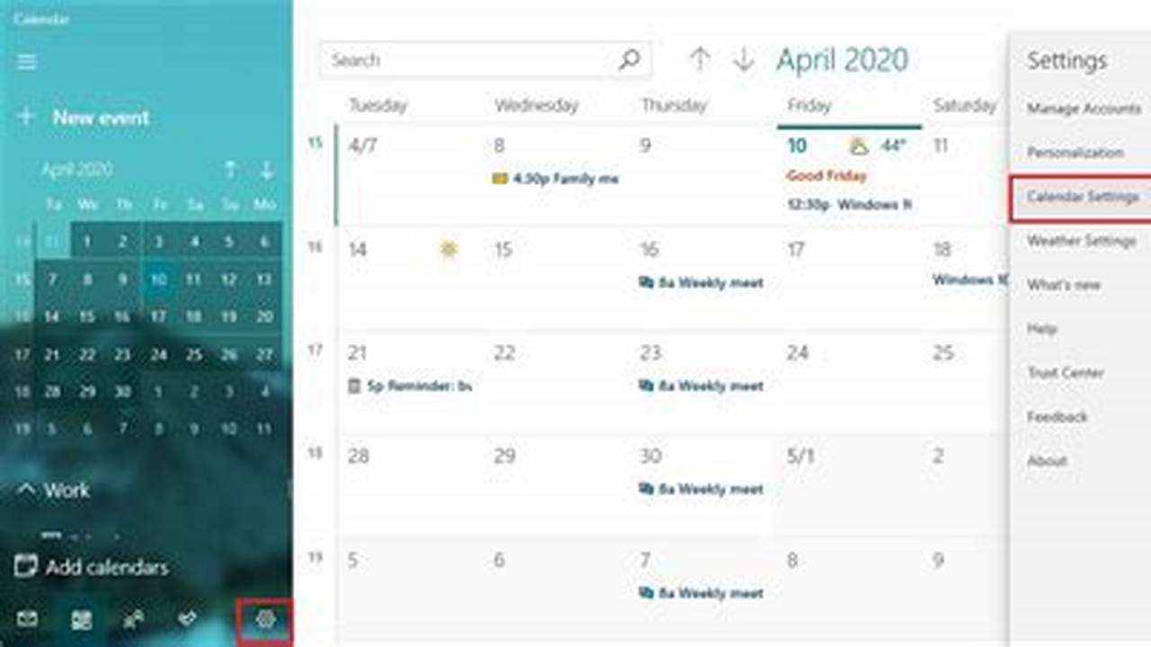 How To Change Calendar Settings In Windows 10