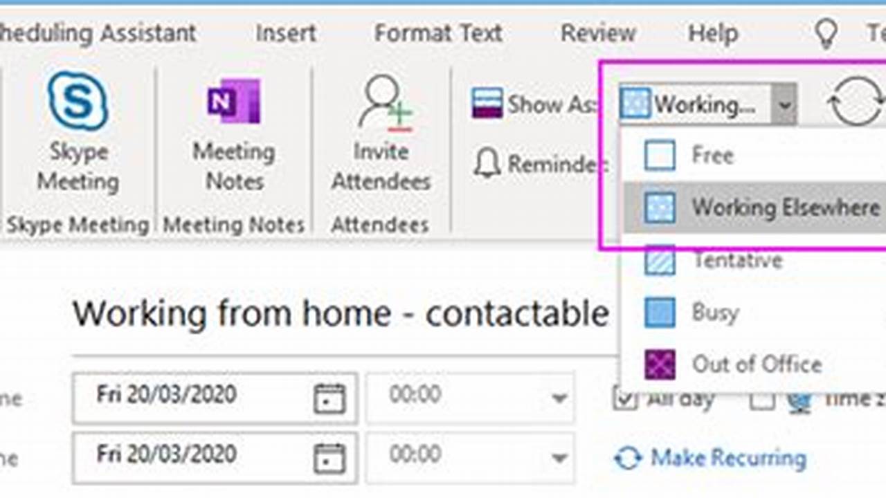 How To Show Working Remotely In Outlook Calendar