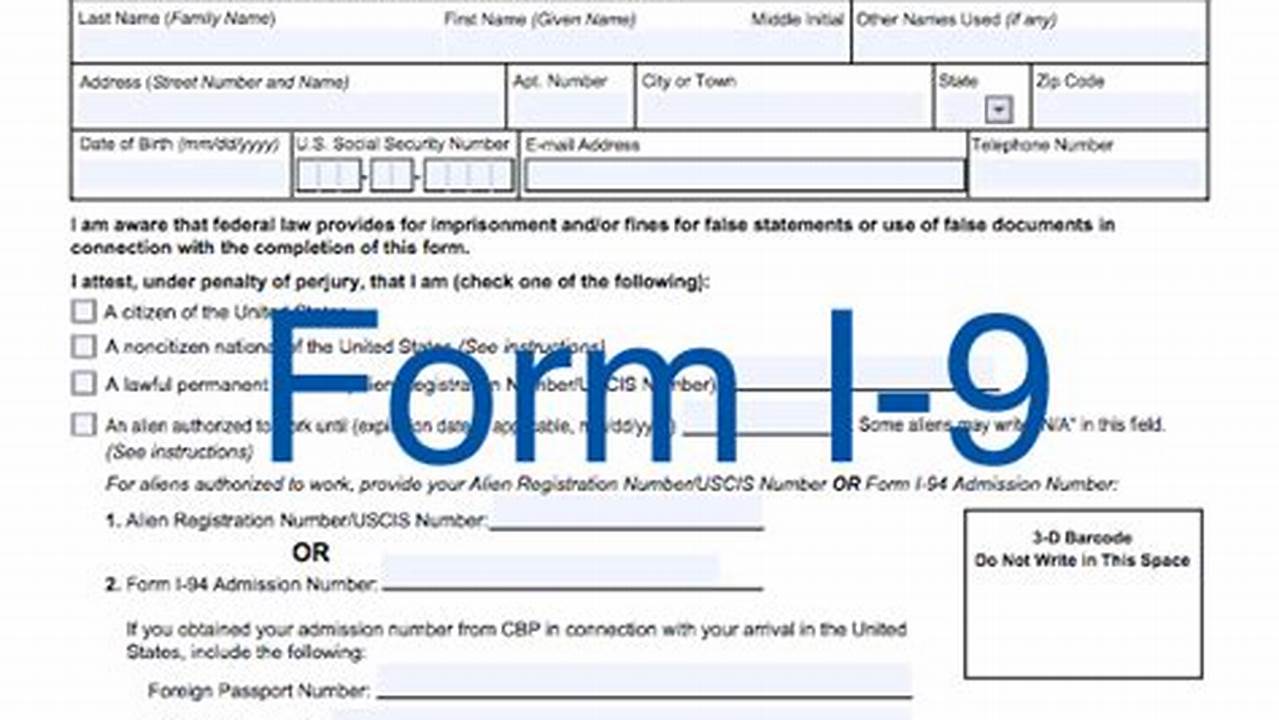 I9 Form 2024 Pdf Printable Pdf