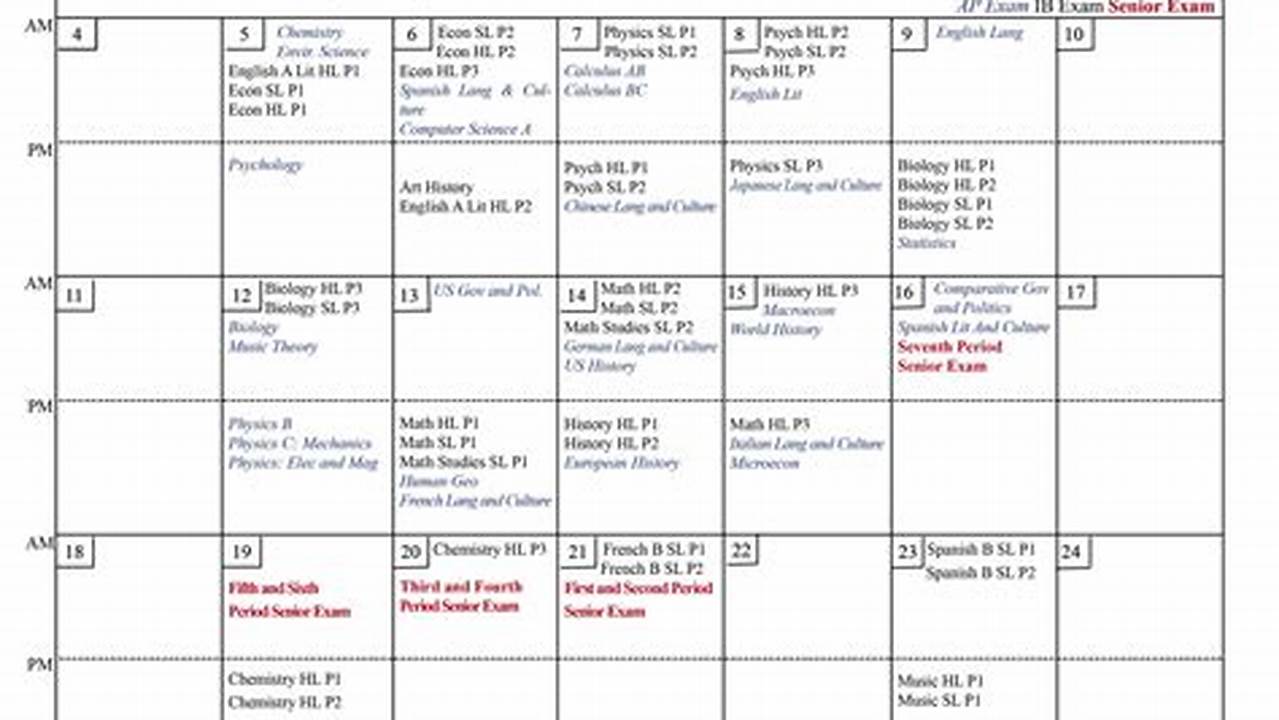 Ib Exam Schedule May 2024 Calendar Printable