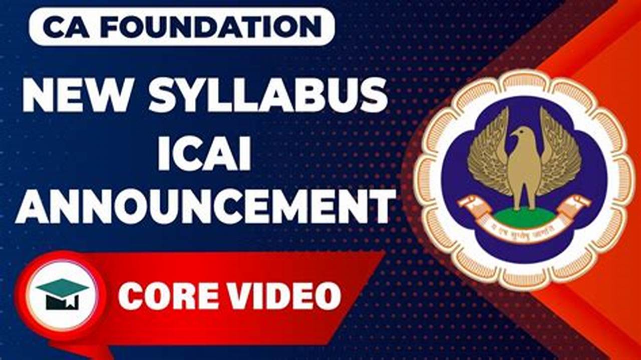 Icai Has Issued The Ca Foundation New Syllabus 2024 On The Official Icai Website, Icai.org.download Paper Wise Ca Foundation Syllabus 2024 Pdf From Here., 2024