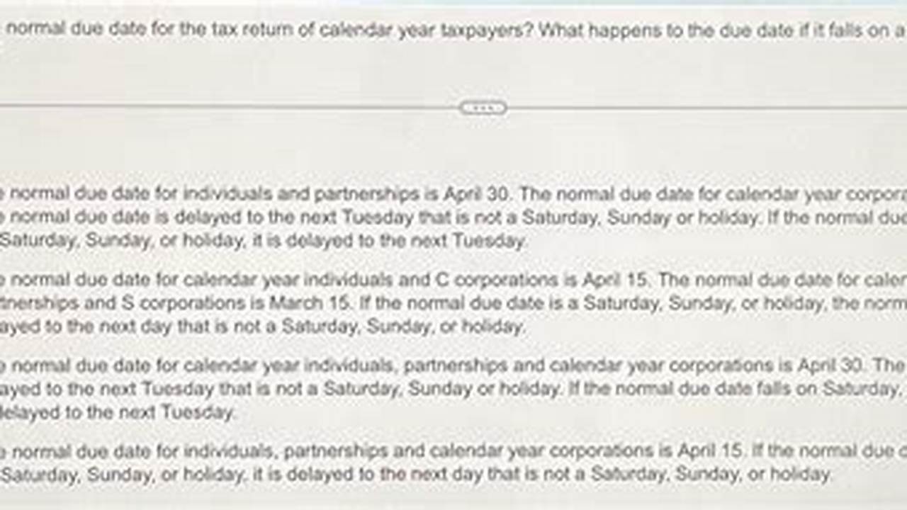 If October 15 Falls On A Saturday, Sunday, Or Legal Holiday, The Due Date Is Delayed Until The., 2024