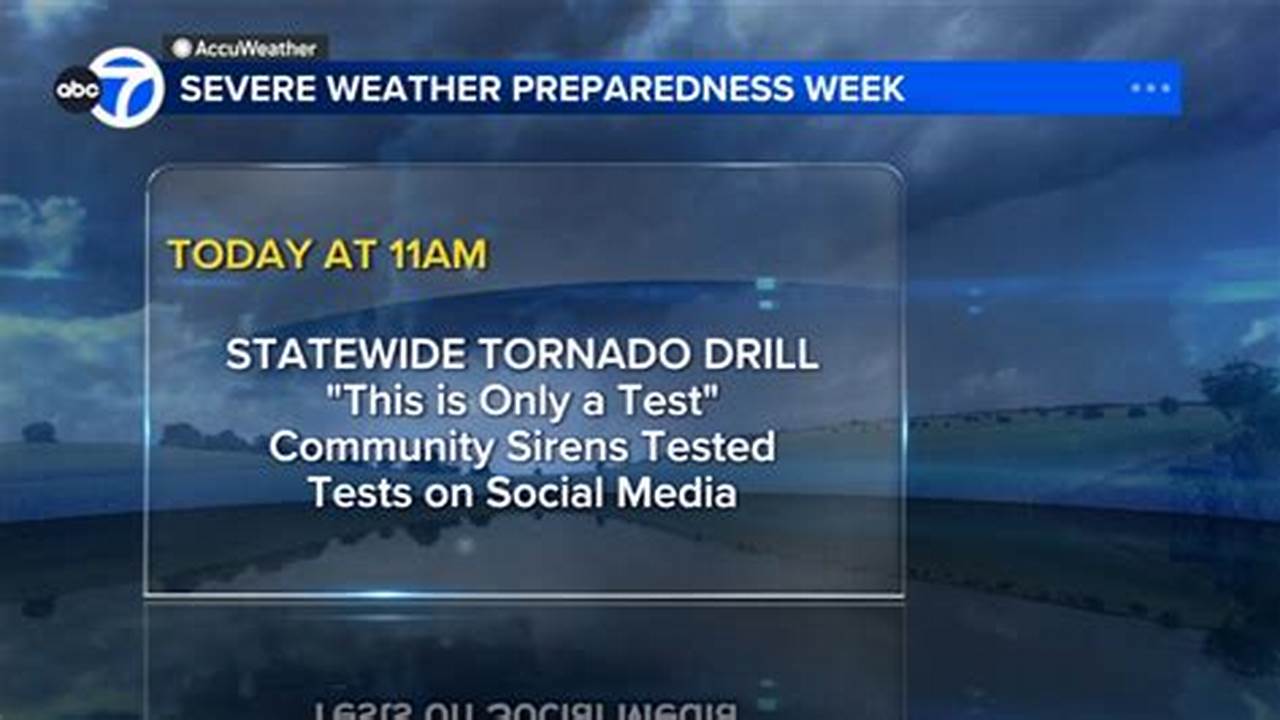 Illinois Residents To Participate In Statewide Tornado Drill During Severe Weather Preparedness Week., 2024
